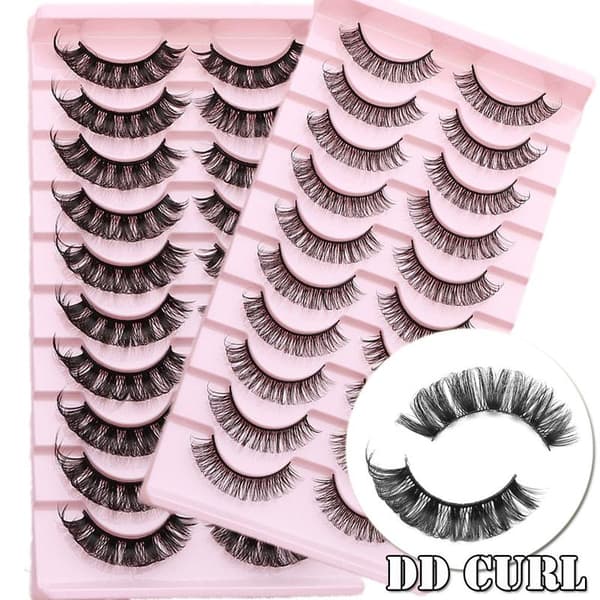 10 par 3D Mink DD Curl Russiske Løsvipper TK02