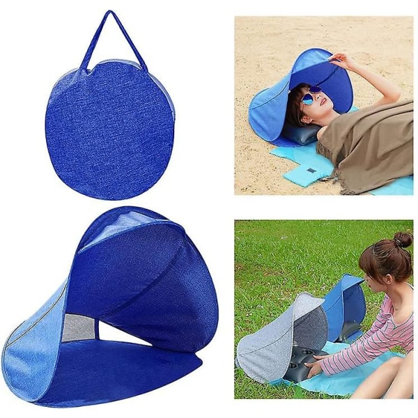 Pop-up strandtält, skyddstält för ansiktshuvud, portabelt mini personligt solskydd Canopy Uv-solskydd Blue