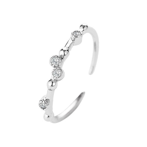 Mote smykker enkel diamant elegant temperament åpen ring liten frisk jente all-match enkelt ring
