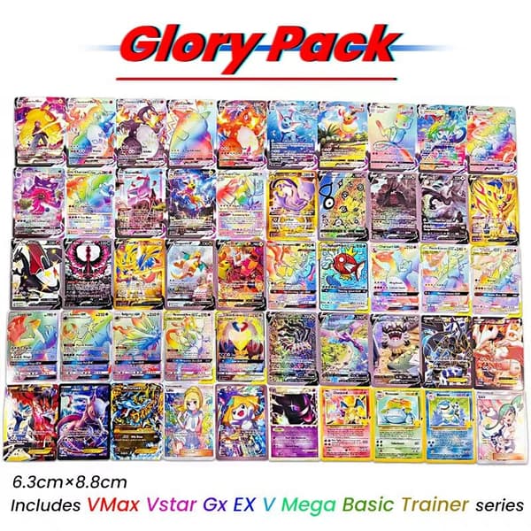 Ny Flash Pocket Series Glory pack VMax Vstar Gx EX V Mega Basic Trainer Series Barnfödelsedagspresentsamling Battle Card