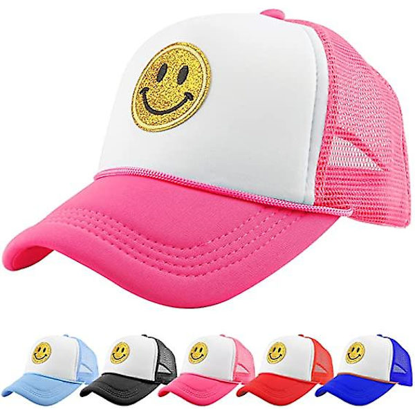 Unisex Baseball Cap Smiley, gul Glitter Smiley Face Printing Broderad Lastbilshatt