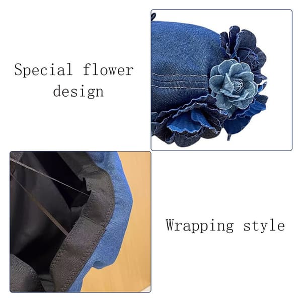 Denim Beret Hat Malerhat til Kvinder Fransk Hat Kunstnerhat Casual Solhat med Justerbart Bånd
