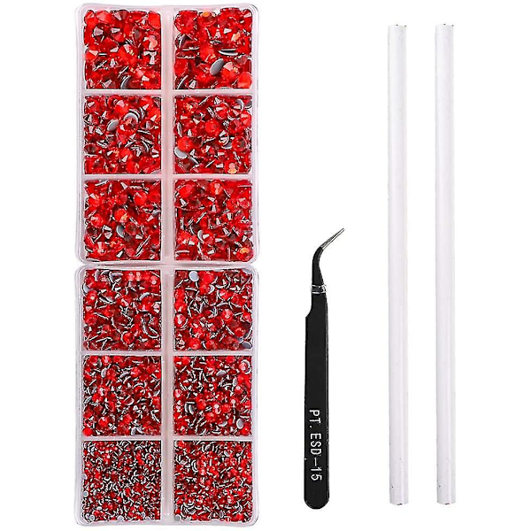 5040 kpl punaisia ​​timantteja 5 sekoitettua kokoa Crystal Flatback -timantteja askarteluun
