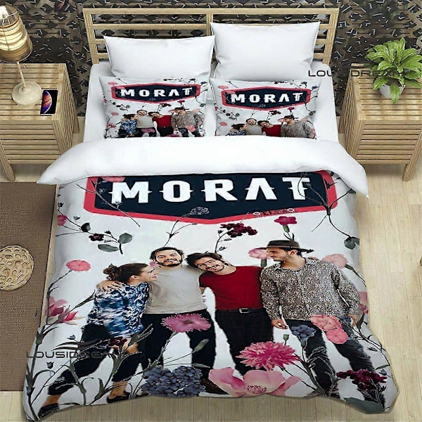 v636 Sengetøy Morat Pop Band Trykte Sengesett utsøkt sengetøy sett dynetrekk sengesett luksus bursdagsgave 3-delt 200x200cm 78x78in