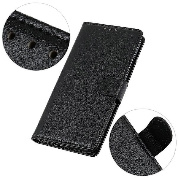 Samsung Galaxy A56 5G -lompakko-kotelo PU-nahasta, litši-tekstuurilla Multicolor Black