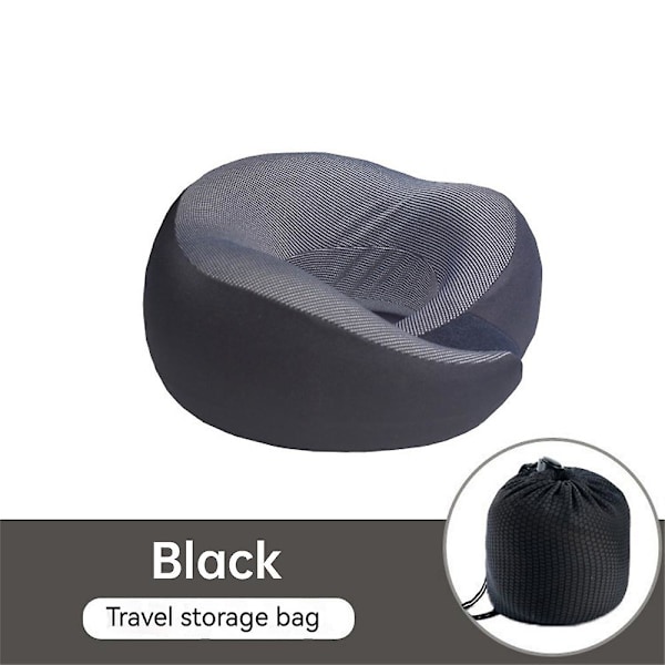 Reisepute Memory Foam Nakkestøtte Pude For Camping Biler & Fly black