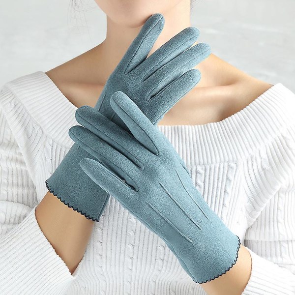 New Elegance Vintage Vindtætte Touch Screen Handsker Kvinder Vinter Fuld Finger Håndvarmer Hudvenlig blød handske Kvinde Guantes C02 Grey