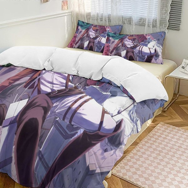 v1404 Attack On Titan Täcke Set Tjockt Mjukt 3 Delars Sängklädesset Året Runt Täcke med 2 Örngott för Vuxna Kvinnor Flickor Tonåringar Hem Rum Deco 135x200cm 53x78in