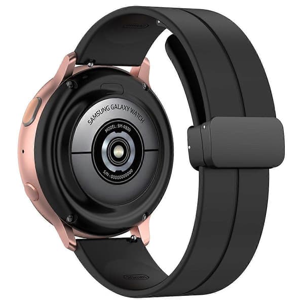 xDfind Fladhoved Rille Foldbar Sort Spænde Silikone Urrem Black 22mm
