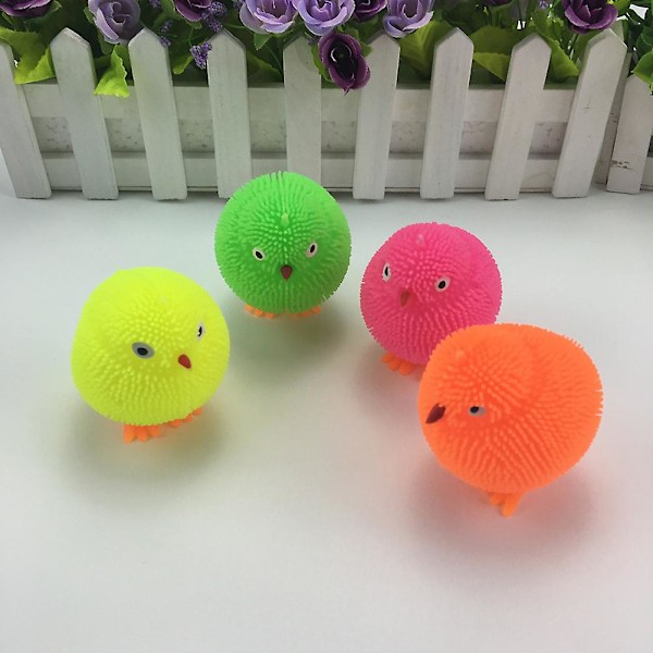 Naievear Søde Kyllinger Squidgy Led Blinkende Puffer Bold Squeeze Stressaflastning Børnelegetøj