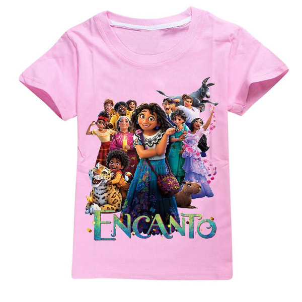 Encanto printed kortärmad T-shirt för barn Toppar sommar Casual Lösa t-shirts Pink 11-12 Years