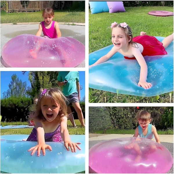 2 kpl jättimäisiä kuplapalloja ulkoleluja uudelleenkäytettäviä vesipalloja taaperoille puhallettava rantapallo lapsille pihapelit kesäiset vesilelut pink 60cm