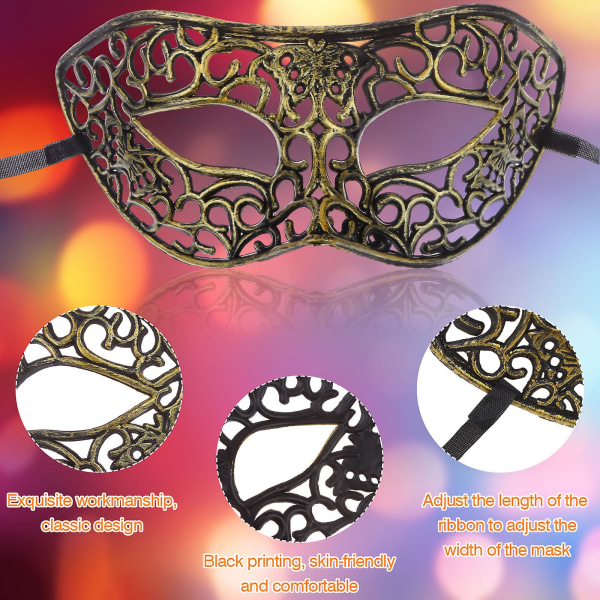 32 stk. Mardi Gras masker maske maske vintage antik maske med guld sølv Multicolor 32pcs