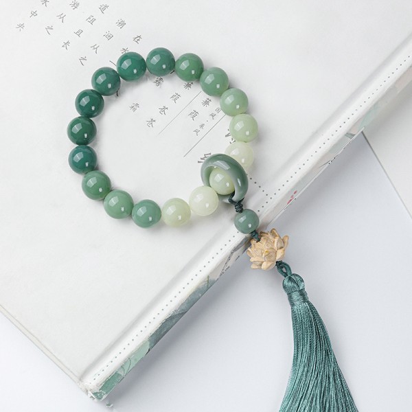 Antikk vind naturlig hvit jade Bodhtan armbånd Lianhua håndholdt fint arbeid bodhi håndstreng Buddha perlewich armbånd 393 11mm