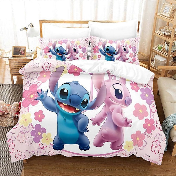 v4846 Lakanat Stitch 3 kpl Vuodevaatesetti Tyynyliina /Pussilakana Peittopussi Fanien Lahjat Lakanat IU4846 240x260cm 94x102in