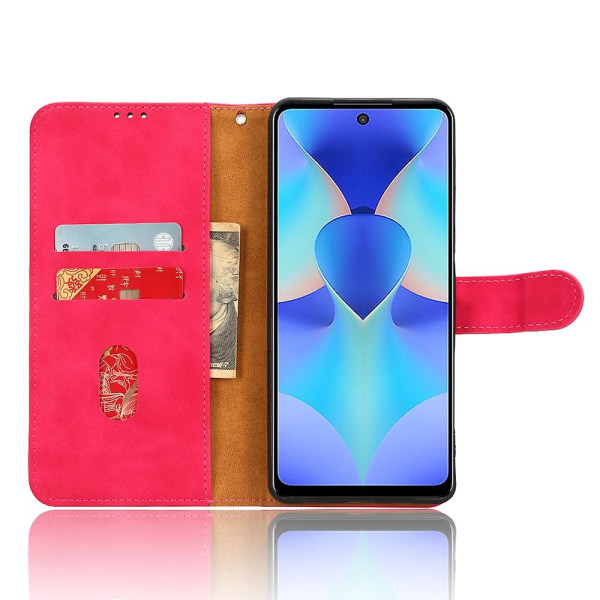För Tecno Spark 10 Pro Skin-touch läder folio fodral plånbok stativ magnetiskt skyddande telefonfodral Pink Transsion Tecno Spark 10 Pro