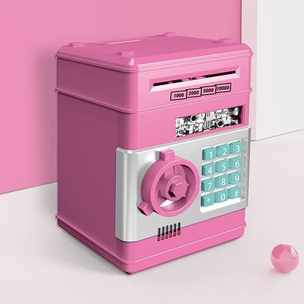 Pink Safe - With Code Lock and Sound Effects - Automatic Banknote Feeding - Educational Toy for Children (3+ years)