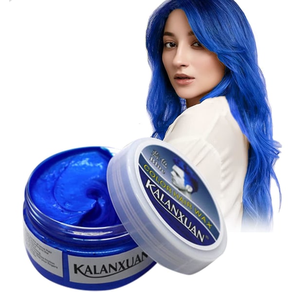 Tillfällig hårvaxfärg, blått hårfärg, blått hårvax hårfärgning lera, hårsprayfärg för män Kvinnor Omedelbar styling Blue 100g