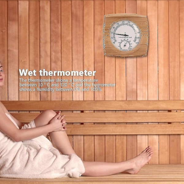 Trætermo-hygrometer Termometer Hygrometer Dampbad Sauna Rum Fahrenheit Tilbehør(1stk, Træfarve) szkydv