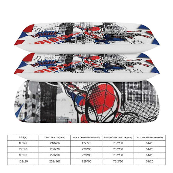 v875 Spider-Man 3-delt dobbeltsengsæt - Inkluderer 1 enkelt dyne og 2 pudebetræk - Falmebestandig mikrofiber - Spider io875 240x260cm 94x102in