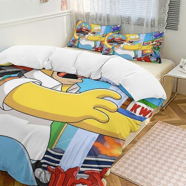 x78 The Simpsons 3-delat Sängklädesset Varmt Och Bekvämt Mjukt Påslakanset med 1 Påslakan Och 2 Örngott för Sovrum b78 200x200cm 78x78in