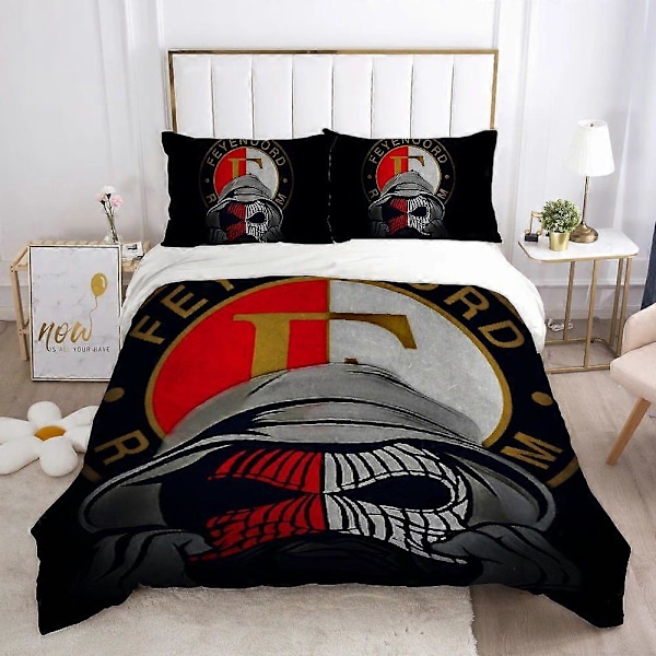 v76 Sängkläder Björnöverdrag Dubbelt Täcke Sängkläder Set Påslakan F-feyenoords fc Överdrag Queen Täcke Set Örngott Täcke 3-Delars Be 240x260cm 94x102in