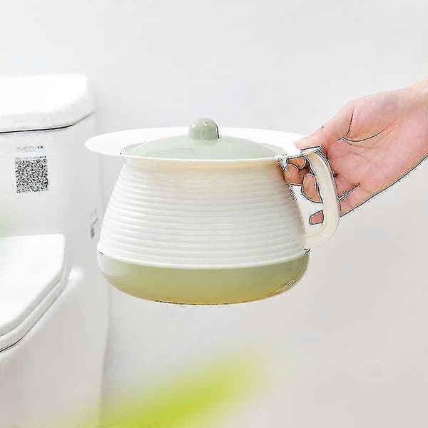 1 pc. Elderly Plastic Pot Household Spittoon Simple Spittoon with Lid Handle Blue