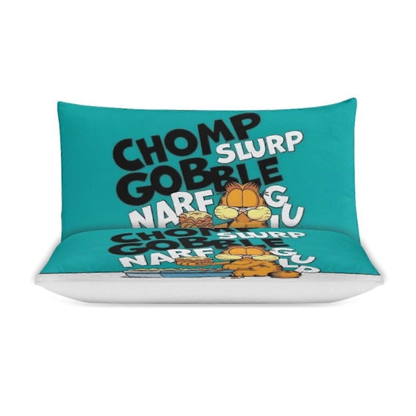 v7273 Lakanat Vuodevaatteet Syö Ruokaa Garfield Peittosetti Pehmeä 3 Osainen Yhden Henkilön Vuodevaatesetti Paksu Koko Kautta, 1 Peitto 2 Tyynyliinaa Lakanat 135x200cm 53x78in