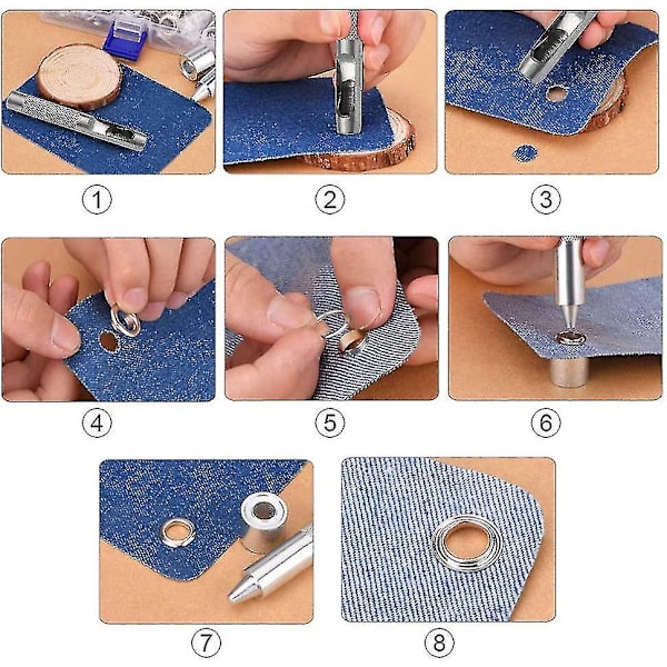 100 st set öljetter 14 mm öljett kit öljetter verktyg metall öljett öljett kit med öljett verktyg för canvas presenning tält reparation silver-xinhan