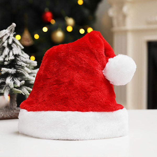 Plush Julehat Blød Behagelig Vibrerende Farve Julehat Festival Dekoration Red