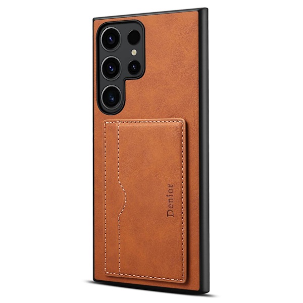 DENIOR Samsung Galaxy S24 Ultra -puhelimen kuori, vintage-tekstuuri, korttipidike ja teline