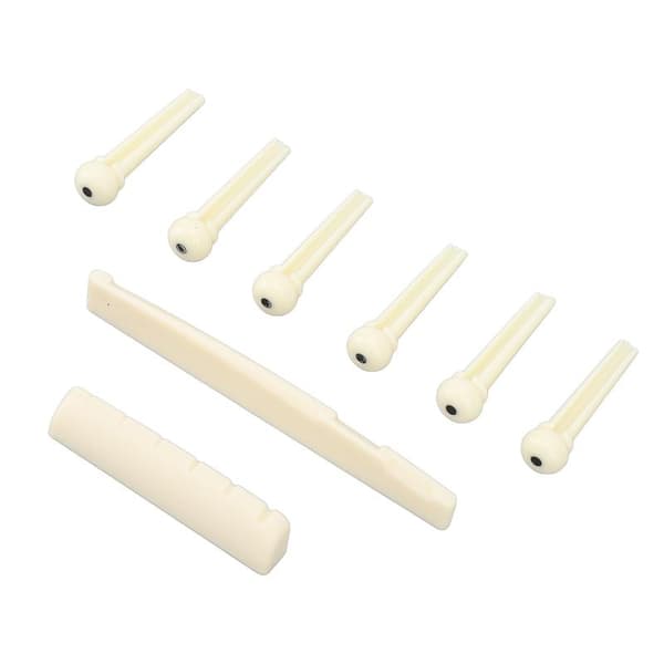 Acoustic Guitar Bridge Set Nut Saddle String Pins Plastic Instrument Accessories for Playing 0.1