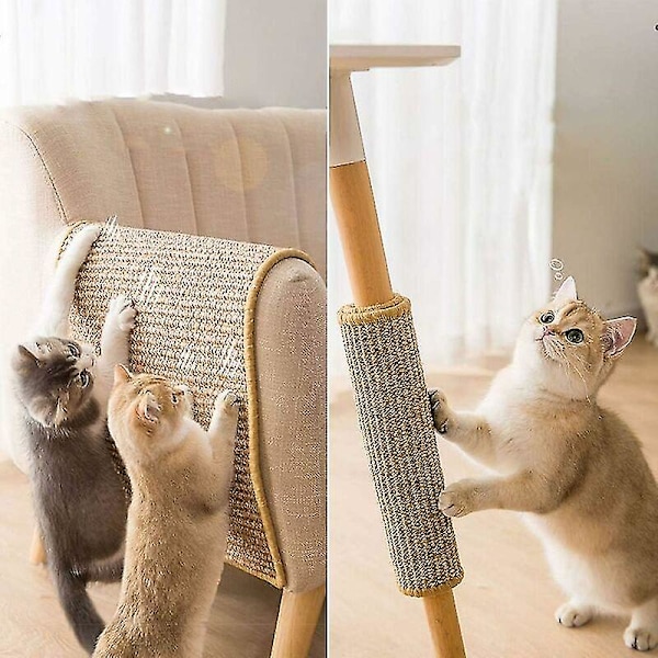 Kattklösmatta 3040cm slumpmässig färg, Sisal kattklösmatta, Kattklösare, Anti-halk kattkloskötsel leksak, Skydda möbler och soffor