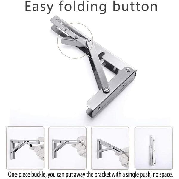 Folding Shelf Brackets, Max Load 136 kg, Heavy Duty Stainless Steel Folding Wall Mounted Shelf Brackets for Table, 2-Pack (2, Folding 30 cm)
