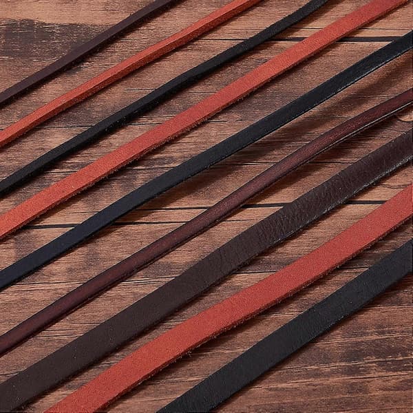 5m 5.5Yds 5mm Flat Genuine Leather Strap Natural Leather Craft Cord Straps Full Grain Cattle Braiding String Roll