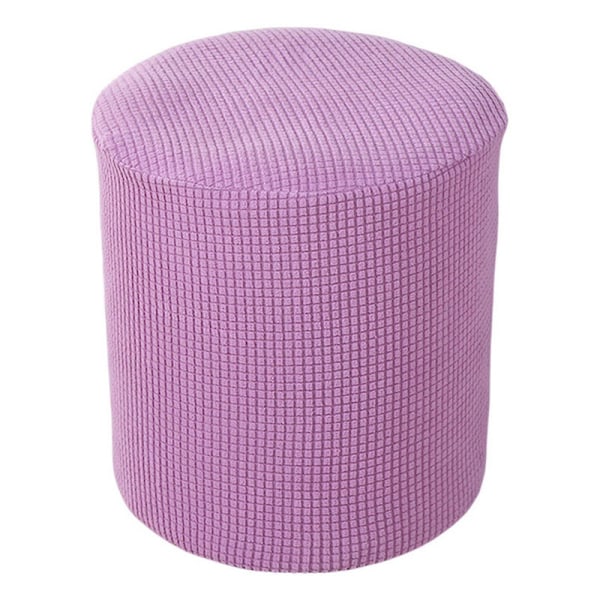 Stolebetræk Ensfarvet Støvbeskyttende Elastisk Kantdesign Polyester Stretch Kvadratisk/Rund Skammel P Purple