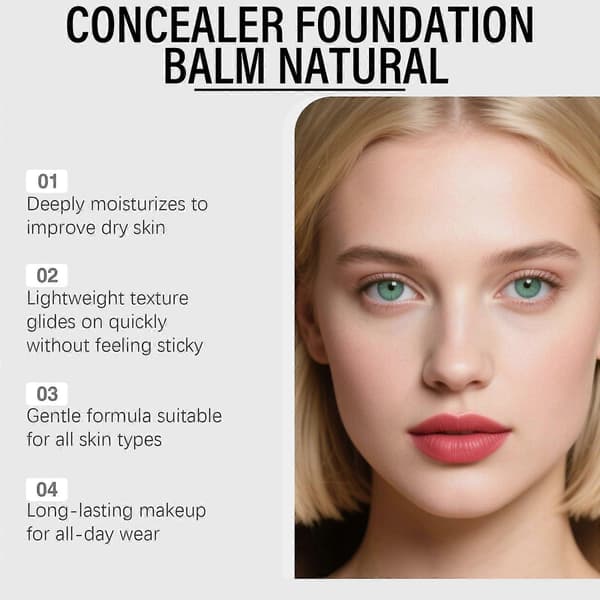 Air Cushion Foundation Make-up, Concealer Foundation Balm Make-up, Invisible Pore Brightening Cream, Full Coverage, Durable, Waterproof Ivory white