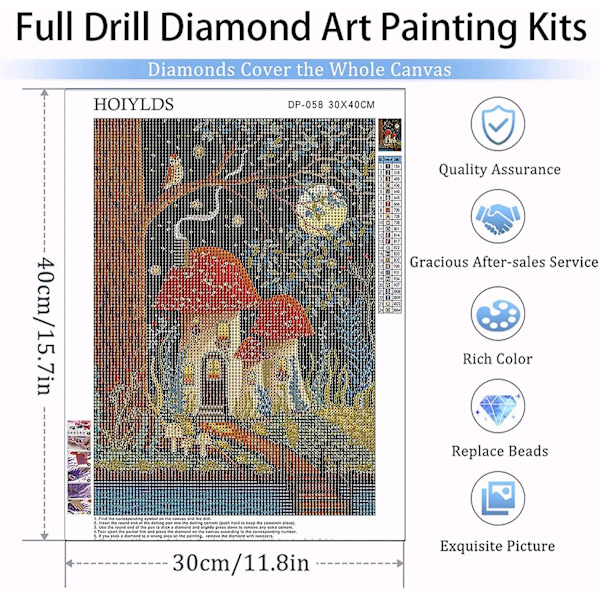 Mushroom Diamond Art Painting Kits For Adults, 5d Round Full Drill Diamond Dots Paintings For Beginners Mushroom