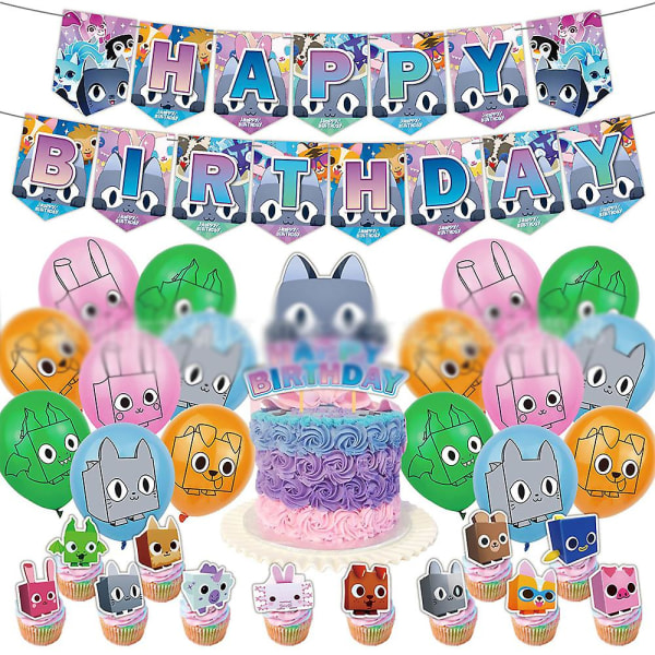 Roblox Pet Simulator X Theme Kids Birthday Party Supplies Decorations Balloons Set Banner Cake Cupcake Toppers