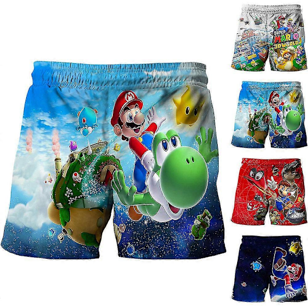 2024 Pojkar 3D Bro Baddräkter Badbyxor Badkläder Strand Pool Surf Mesh Super Mario C 9-10Years