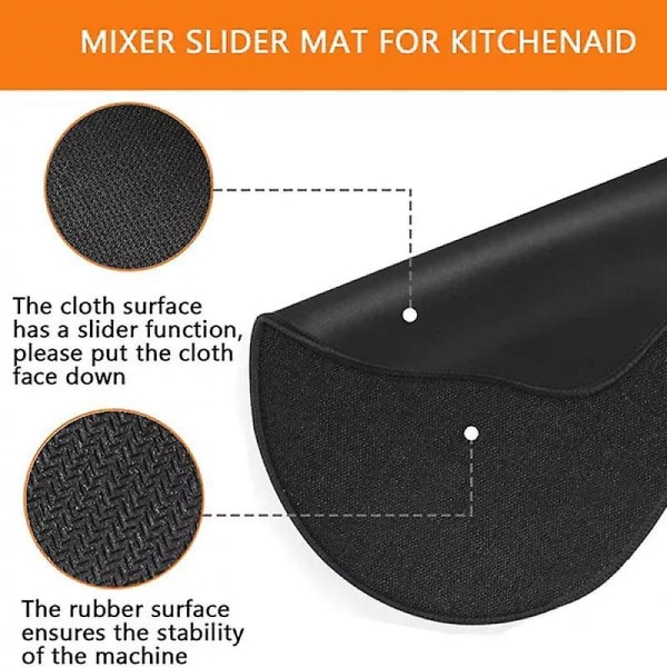 Kitchenaid Mixer Mover Artisan Stand Mixer Mixer Anti- blender pad, gummidyna för 4,5-5 L/6-8 L bänkskivor Black border S