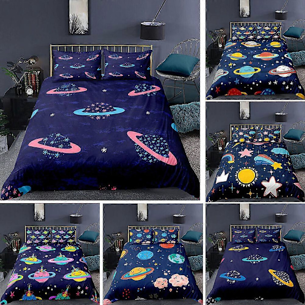 v4862 Sängkläder Stjärnklar Himmel Planet Påslakan Örngott Set Gåva Sängkläder IU4862 135x200cm 53x78in