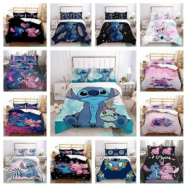 v4883 Sängkläder Lilo och Stitch Heminredning Sängset Tecknad Donna Örngott Mjuka Sängkläder Sänglakan IU4883 135x200cm 53x78in