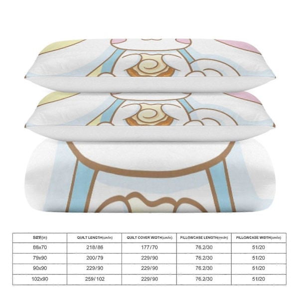 v1468 Cinnamoroll Dynesett Tykkere Mykt 3-delt Sengesett Helårs Dynetrekk med 2 Putetrekk for Voksne Kvinner Jenter Tenåringer Hjem Rom Dekor io 200x200cm 78x78in