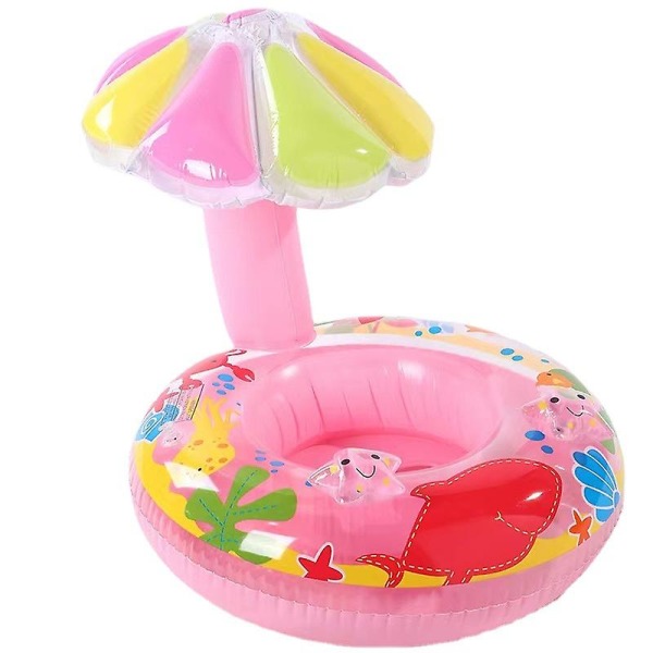 Baby Swimming Sun Shade Float Seat Boat Inflatable Kids Water Pool Swim Aid Toys Pink