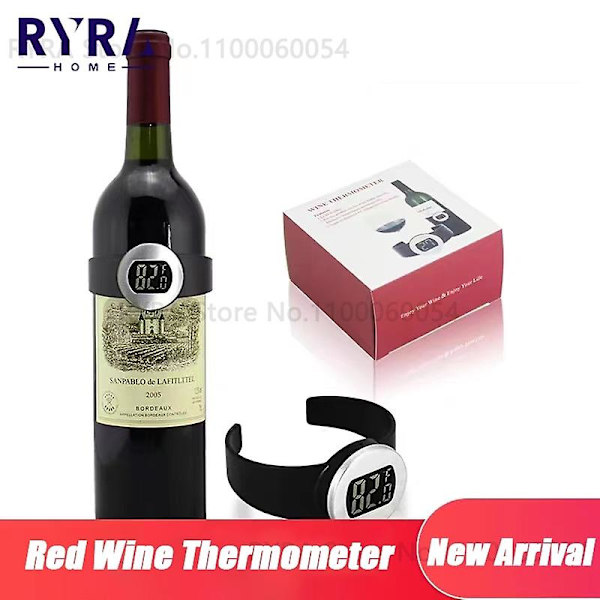 Digital Flaska Rött Vin Termometer Bar Dryck Temperaturmätare Klocka LCD Champagne Checker Armband Termometer Köksredskap