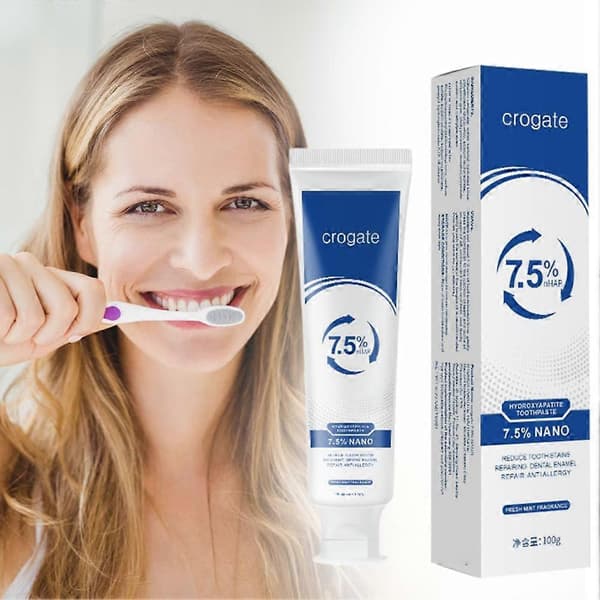 Crogate Hydroxyapatite Tandkräm 7.5HPA Anti-Karies Vitgörande Tandskydd Tandkräm