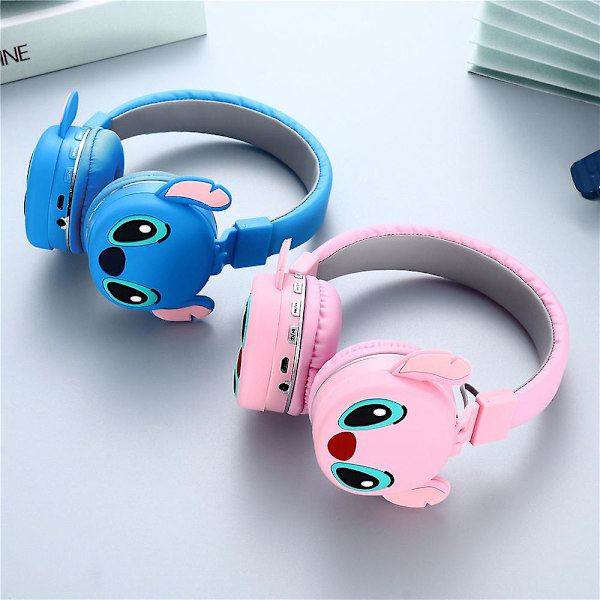 Disney Lilo & Stitch trådløse Bluetooth-hodetelefoner for barn, gutter og jenter, sammenleggbart headset med myke øreputer, øretelefoner, julegaver Pink