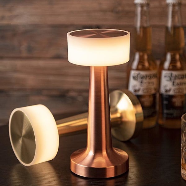 Metal Bordlampe LED Genopladelig Skrivebordslampe Natlampe USB Trådløs Touch Restaurant Bar Soveværelse Dekorative Atmosfærelys Rose gold