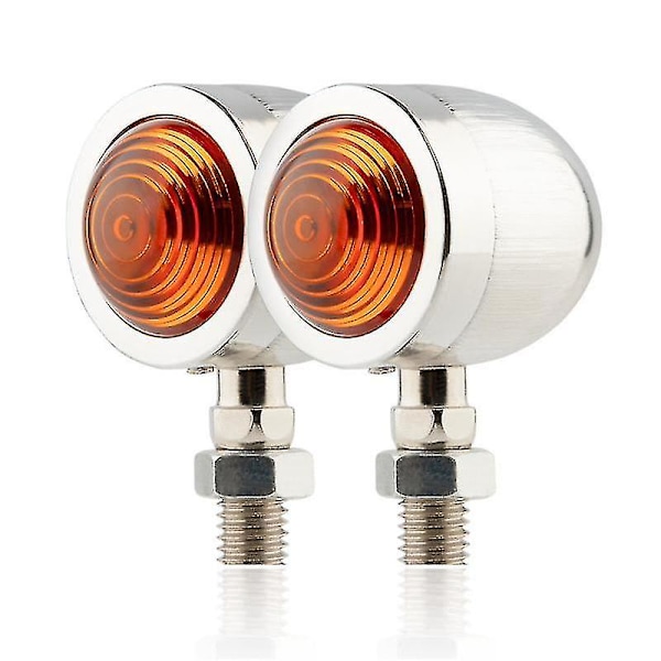 Retro Front Blinklys - Et par med slitesterke, vanntette motorsykkelblinklys Mini Blinklys silver 2PCS